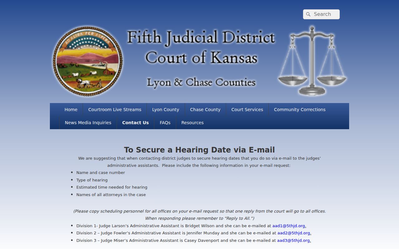 Fifth Judicial District hearing-date request protocol