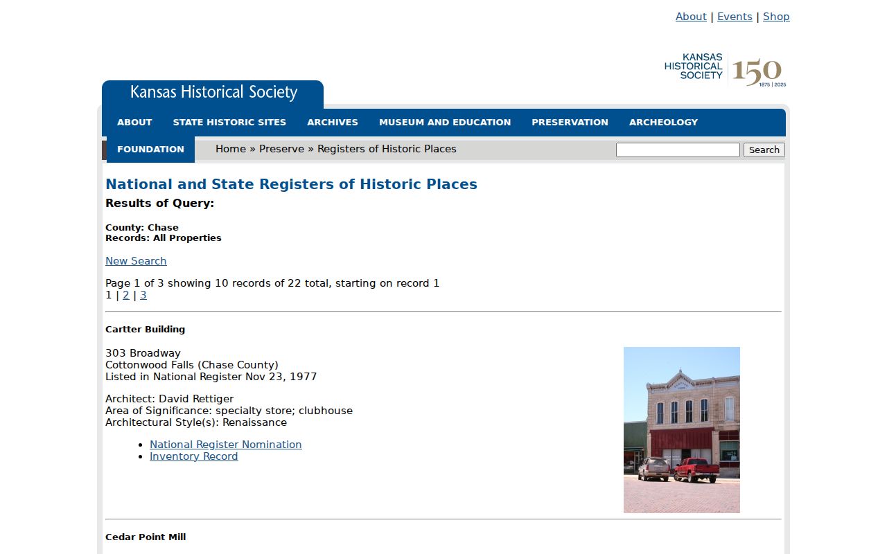 Chase County court records historic register listing