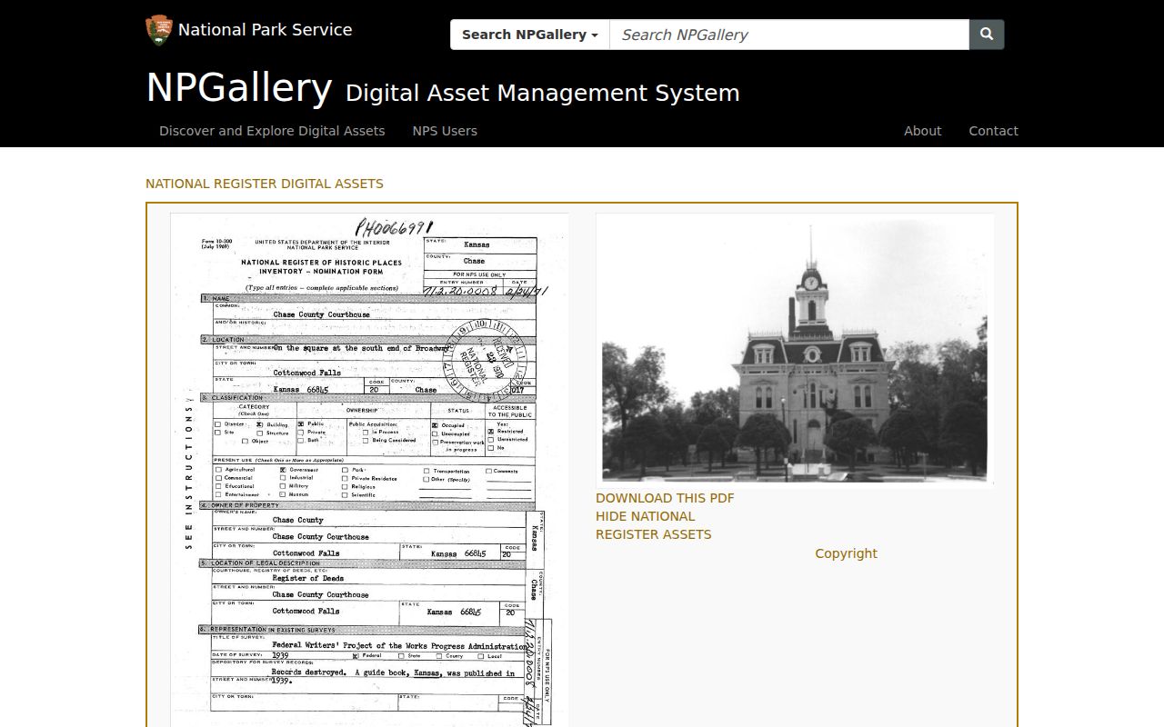 National Register image for Chase County court records courthouse