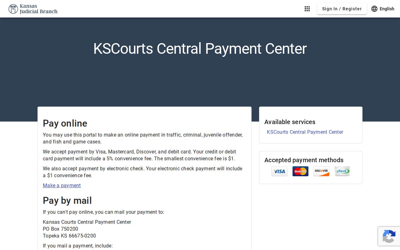 Chase County traffic court Central Payment Center home